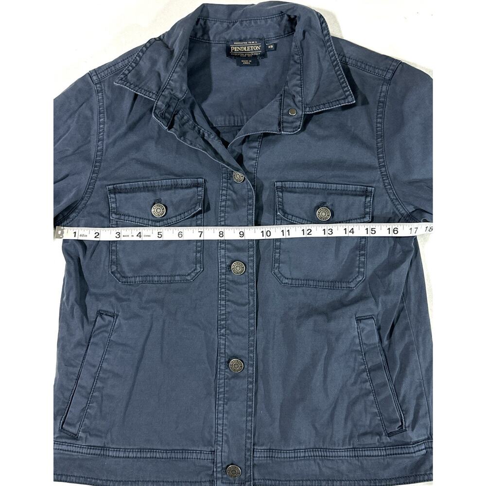 Pendleton Women’s Utility Jacket Blue Cotton Stretch Button Front XS - Picture 5 of 10
